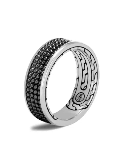 John Hardy Men's Chain Collection Classic Black Rhodium-plated Sterling Silver Ring In Metallic