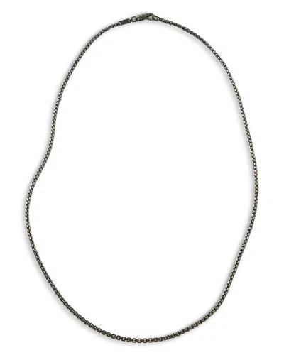 John Hardy Men's Classic Chain Silver 2.7mm Box Chain Necklace With Satin Matte Black Rhodium, 24