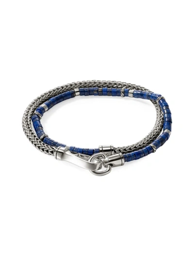 John Hardy Men's Heishi Sterling Silver & Lapis Lazuli Chain Double Wrap Bracelet