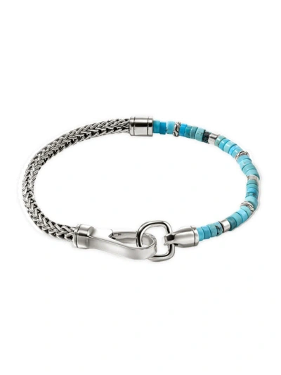 John Hardy Sterling Silver Heishi Treated Turquoise Beaded Flex Bracelet In Silver Turquoise
