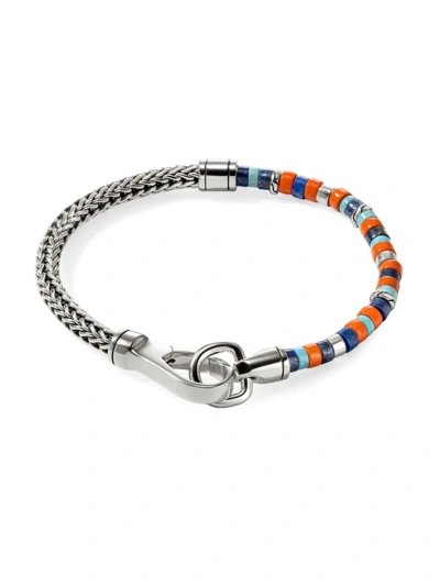 John Hardy Men's Heishi Sterling Silver, Lapis Lazuli, Turquoise, & Enamel Chain Bracelet In Silver Multi