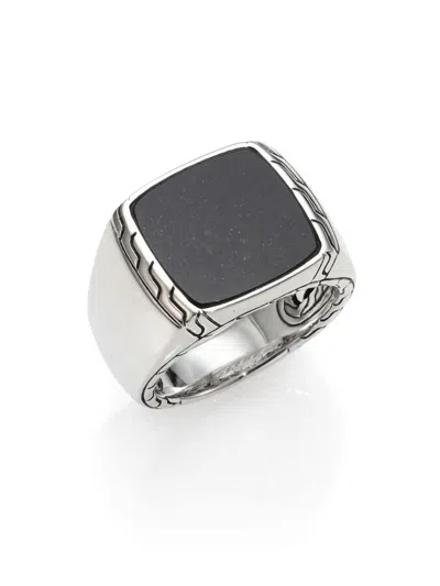 John Hardy Men's Id Silver Black Jade Signet Ring In Metallic