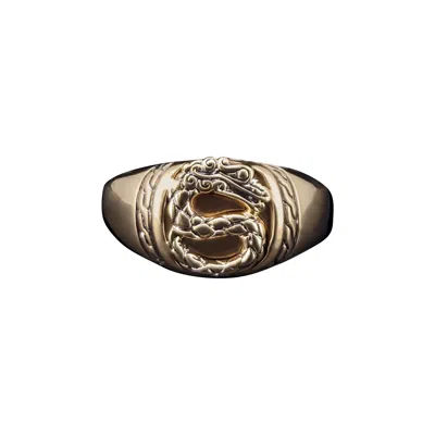 Pre-owned John Hardy Men's Legends Naga 18k Gold Signet Ring Size 9 In Multi