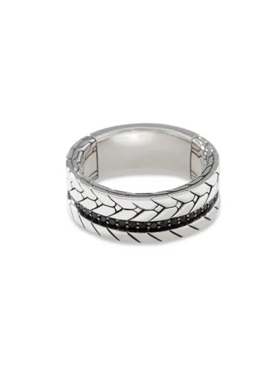 John Hardy Men's Modern Chain Sterling Silver, Spinel & Treated Black Sapphire Ring