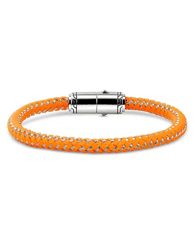 JOHN HARDY MEN'S STAINLESS STEEL ORANGE RUBBER & ENAMEL WOVEN BRACELET
