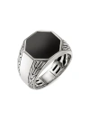 John Hardy Men's Sterling Silver & Black Onyx Signet Ring In Black/silver