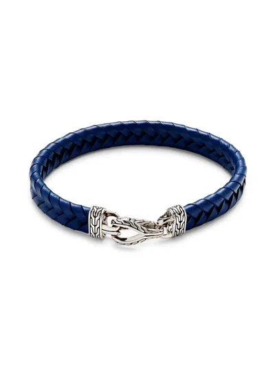 John Hardy Men's Sterling Silver & Leather Braided Bracelet In Blue