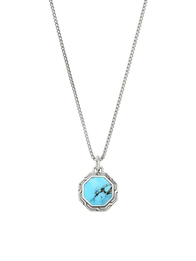 John Hardy Men's Sterling Silver Turquoise Pendant Necklace, 22" In Blue/silver