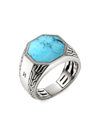 John Hardy Men's Sterling Silver & Turquoise Signet Ring In Silver Turquoise