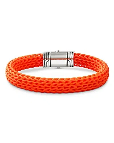 John Hardy Men's Sterling Silver Chain Classic Orange Rubber Woven Bracelet