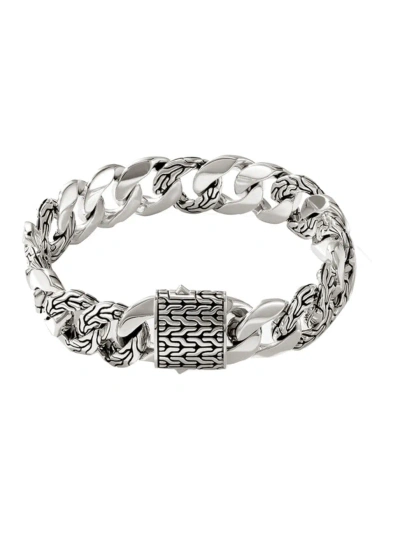 John Hardy Men's Sterling Silver Carved Chain Etched Curb Link Bracelet