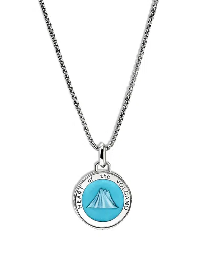 JOHN HARDY MEN'S STERLING SILVER MODERN TALISMAN ENAMEL HEART OF THE VOLCANO PENDANT NECKLACE, 22