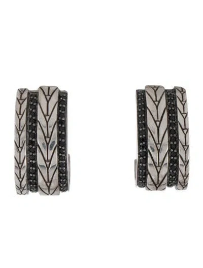 Pre-owned John Hardy Modern Chain Black Sapphire Hoop Earrings In Multi