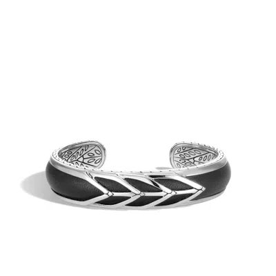 John Hardy Modern Chain Cuff With Black Leather