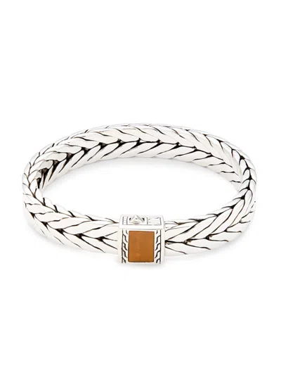 John Hardy Modern Chain Sterling Silver & Tiger's Eye Cuff Bracelet In Metallic