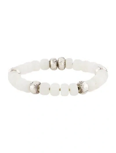Pre-owned John Hardy Moonstone Bamboo Beaded Bracelet, 6.75" In Multi