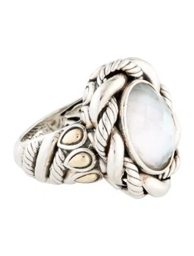 Pre-owned John Hardy Mother Of Pearl & Quartz Jai Cocktail Ring In Multi