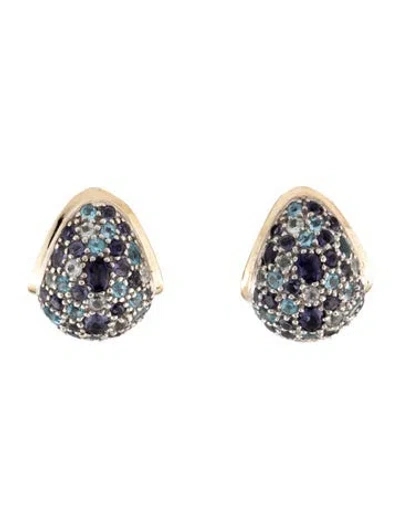Pre-owned John Hardy Multi-stone Buddha Belly Earclips In Multicolor