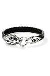 John Hardy Naga Bracelet, Leather, Sterling Silver, Blue Sapphire, 10mm In Silver