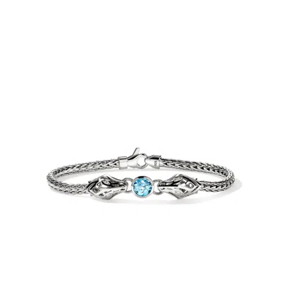 John Hardy Naga Bracelet, Sterling Silver, Blue Topaz, Diamond 3.5mm In Metallic