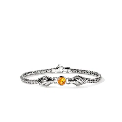 John Hardy Naga Bracelet, Sterling Silver, Citrine, Diamond 3.5mm In Metallic