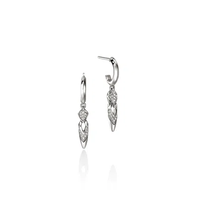 John Hardy Naga Drop Earrings, Sterling Silver, Diamonds