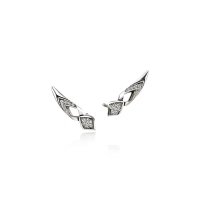 John Hardy Naga Earrings, Sterling Silver, Diamonds