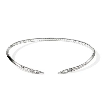 John Hardy Naga Flex Collar, Sterling Silver,  Diamonds, 5mm In Metallic