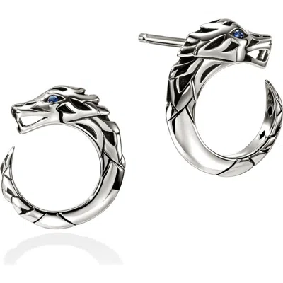John Hardy Naga Earrings Sterling Silver Blue Sapphire