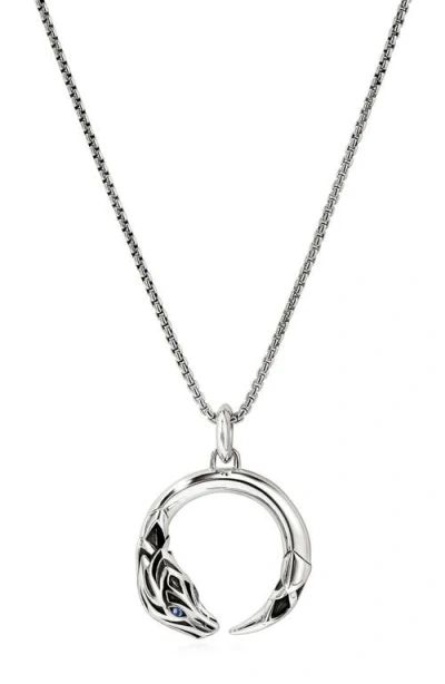 John Hardy Naga Pendant Necklace, Sterling Silver, Blue Sapphire In White