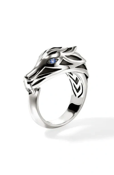 John Hardy Naga Ring, Sterling Silver, Blue Sapphire In Silver/blue Saphire