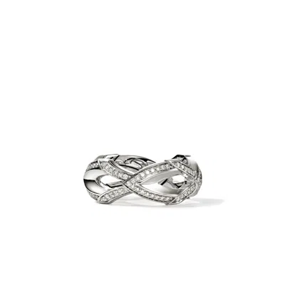 John Hardy Naga Ring, Sterling Silver, Diamonds, 8.5mm In Metallic