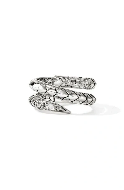 John Hardy Naga Sterling Silver & Diamond Coil Ring In Pink