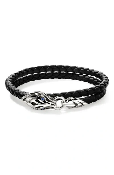 John Hardy Naga Wrap, Leather, Sterling Silver, Blue Sapphire, 5mm