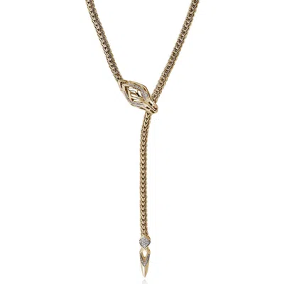 John Hardy Naga Y-necklace, 14k Gold, Diamond