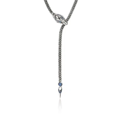 John Hardy Naga Y Necklace Sterling Silver Blue Sapphires 4.4mm