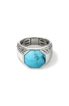 John Hardy Octagon Signet Ring In Silver/turquoise