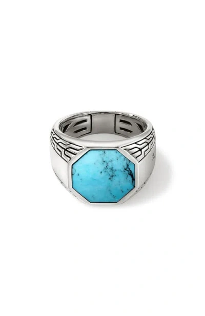 John Hardy Octagon Signet Ring In Silver/turquoise