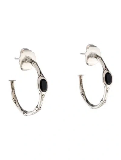 Pre-owned John Hardy Onyx Bamboo Hoop Earrings In Multi