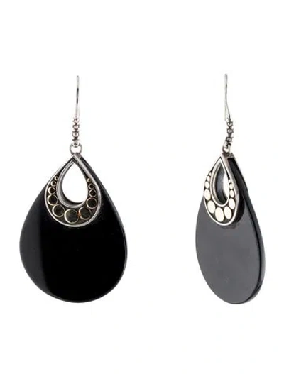 Pre-owned John Hardy Onyx Dot Teardrop Earrings In Black