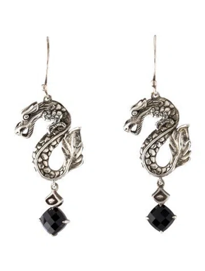 Pre-owned John Hardy Onyx Naga Dragon Drop Earrings In Multicolor