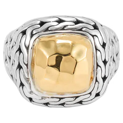 Pre-owned John Hardy Palu 22k Yellow Gold & 925 Sterling Silver Hammered Cocktail Ring
