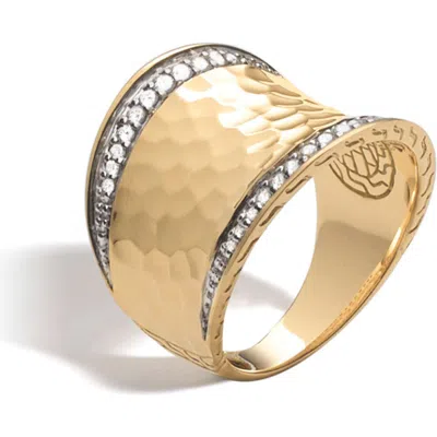 John Hardy Palu Diamond Saddle Ring In Gold