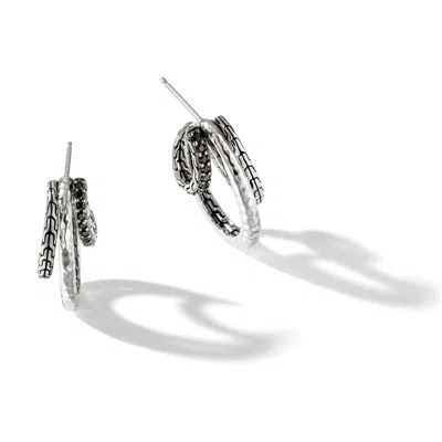John Hardy Palu J Hoop Earrings, Multicolor In Silver