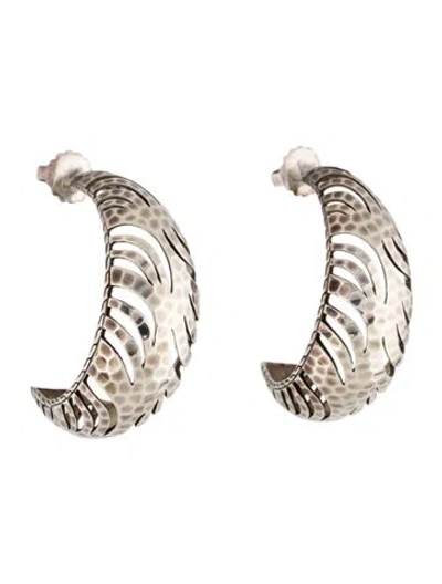 Pre-owned John Hardy Palu Macan Hammered Hoop Earrings In Multi