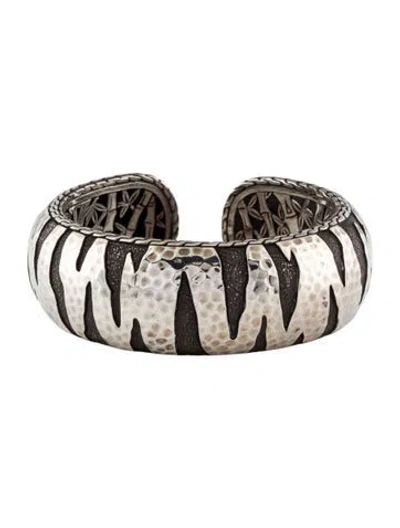 Pre-owned John Hardy Palu Macan Tiger Stripe Hinged Cuff Bracelet, 6.5" In Multi