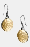 John Hardy Dot Silver & Round Hammered 18k Yellow Gold Drop Earrings - 33.5mm Long In Silver-tone