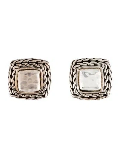 Pre-owned John Hardy Palu Square Earclips In Multi