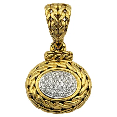 Pre-owned John Hardy Pavé Diamond Woven Slider Pendant In 18 Karat Yellow Gold