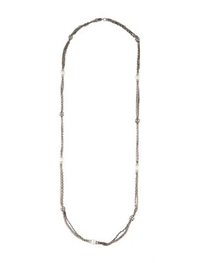 Pre-owned John Hardy Pearl & Sapphire Station Necklace, 37.5" In Multi
